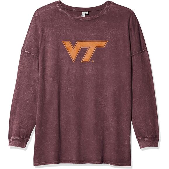 Chickadee Virginia Tech Long Sleeve Acid Wash Boutique Top NWT Medium College - Picture 1 of 5